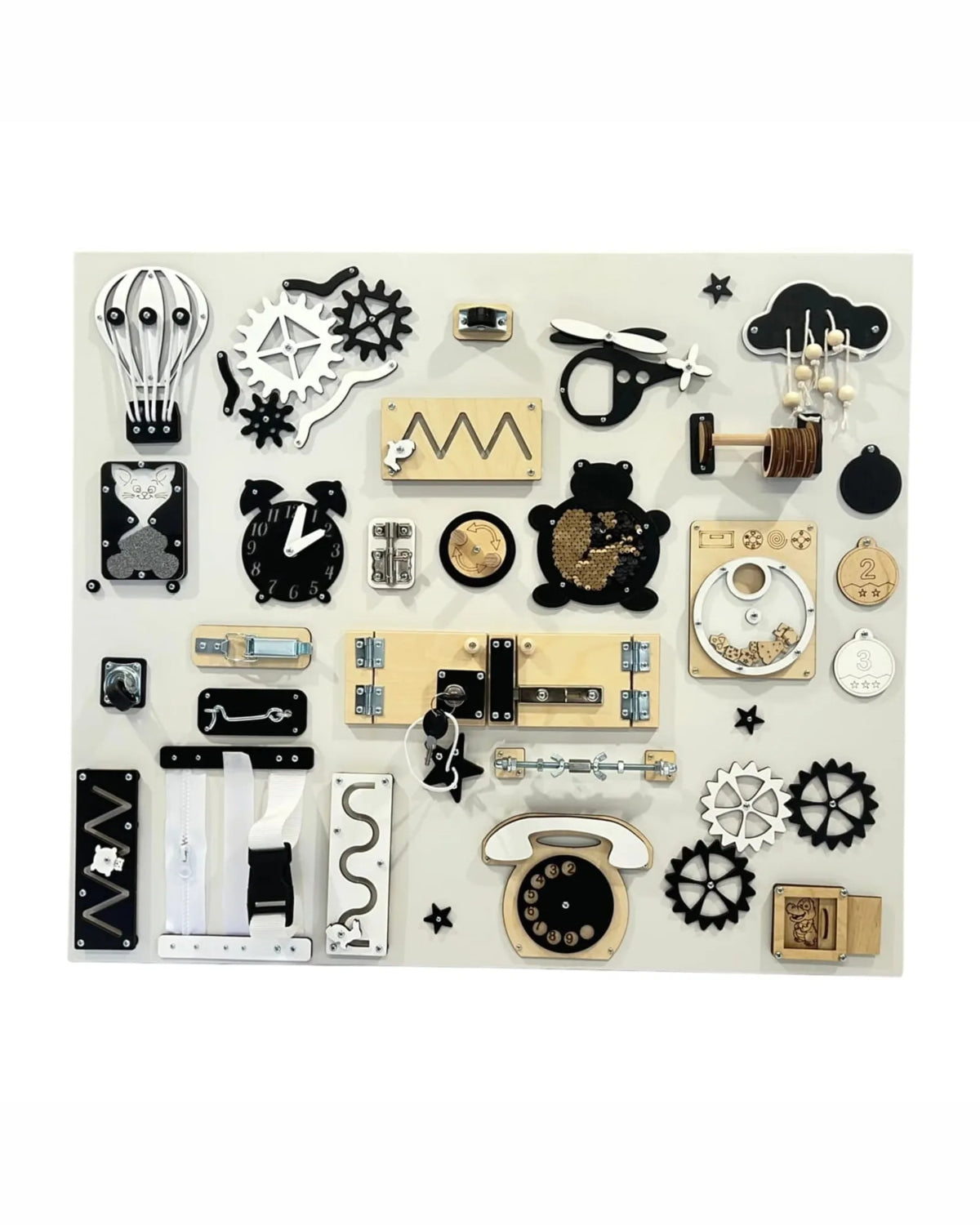 Busy Board Mural BusyBunnyToys – Grande Planche Bois 60×70 cm
