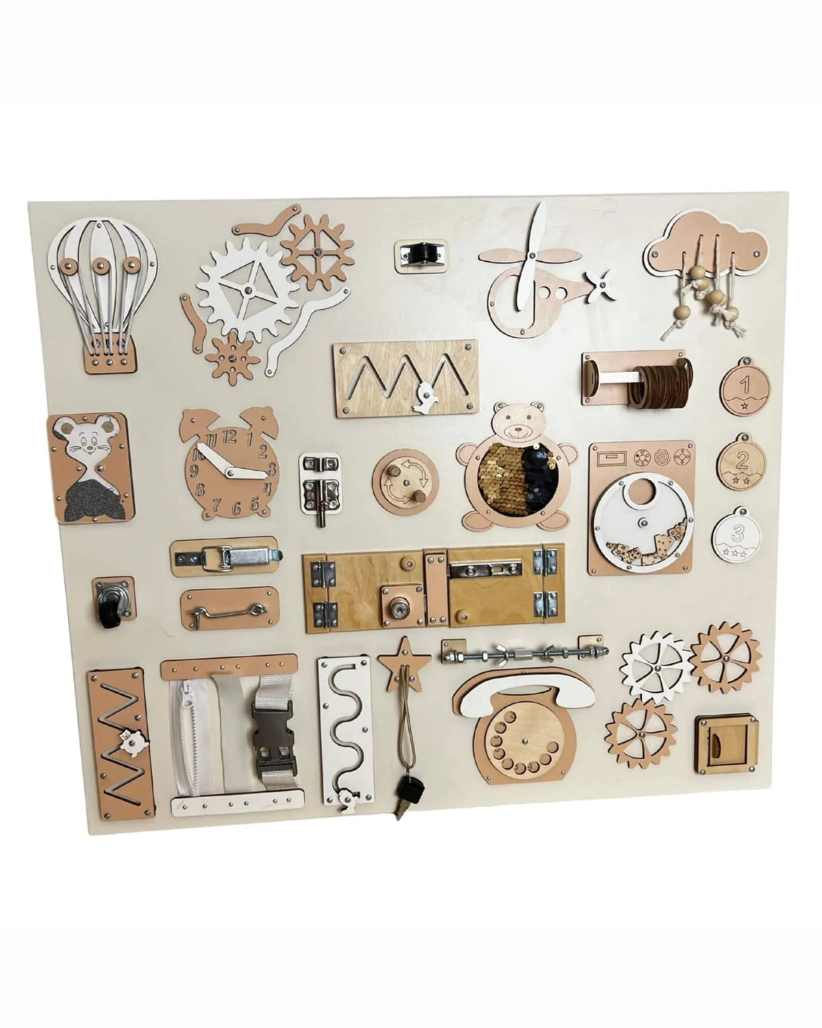 Busy Board Mural BusyBunnyToys – Grande Planche Bois 60×70 cm