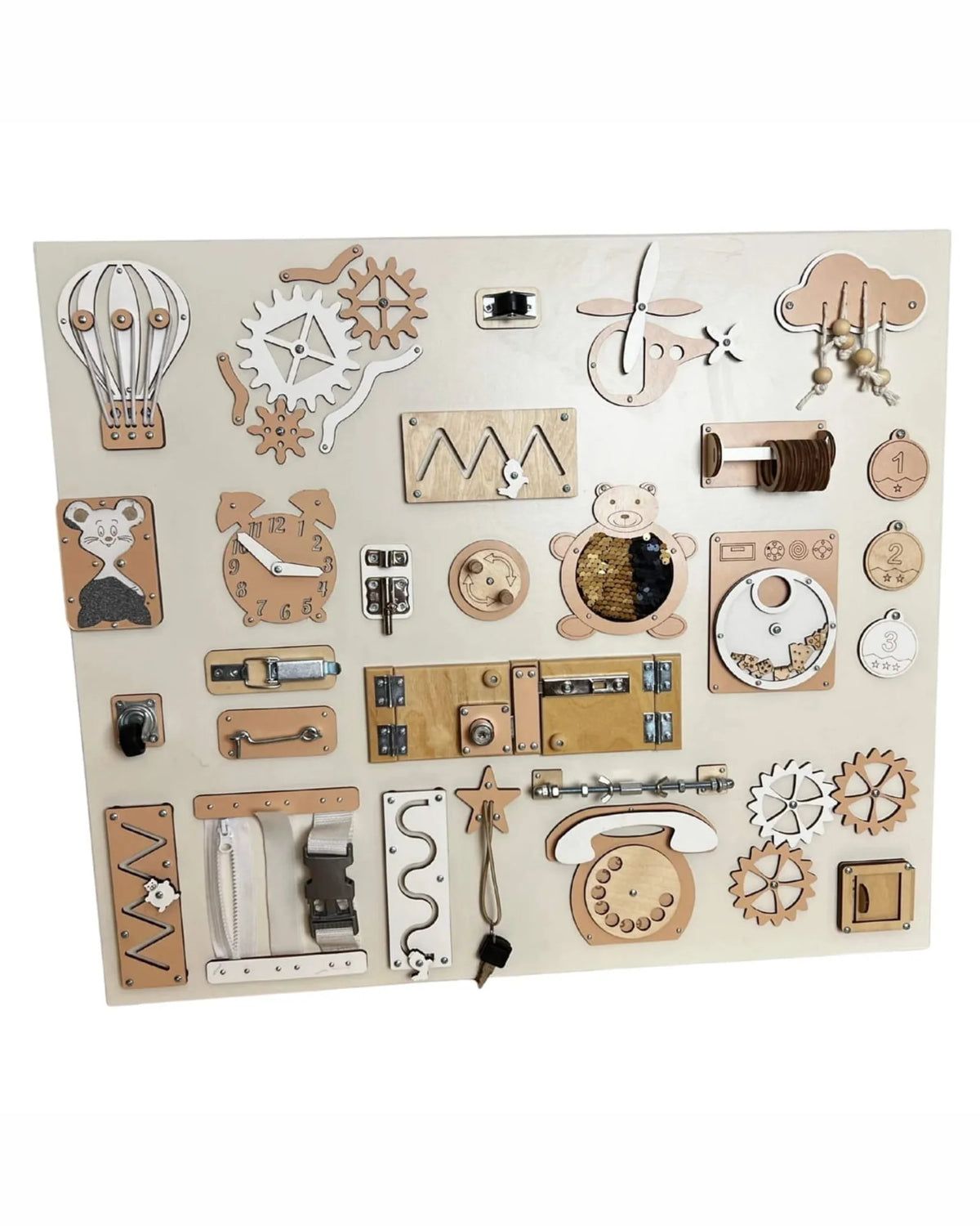 Busy Board Mural BusyBunnyToys – Grande Planche Bois 60×70 cm
