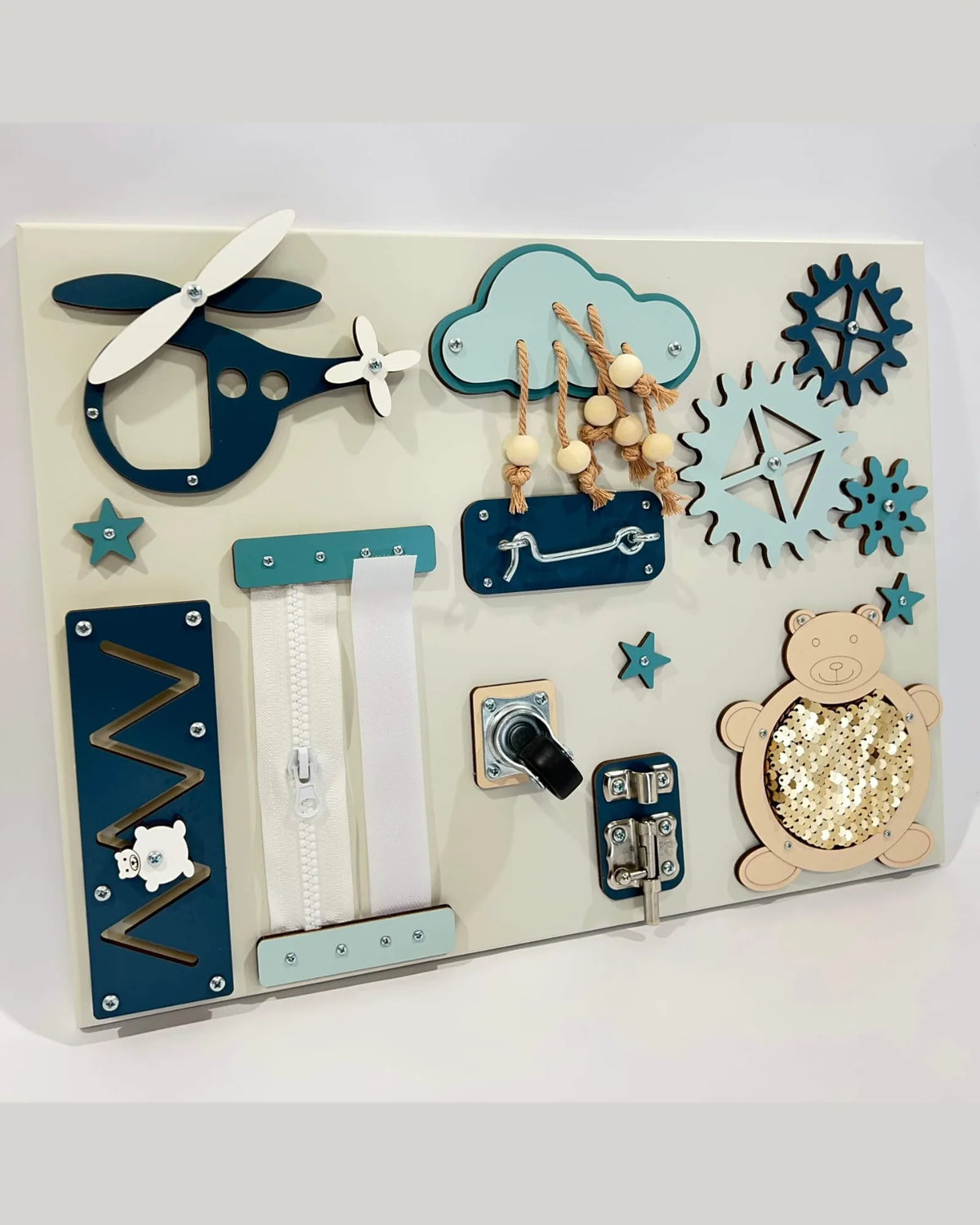 Busy Board Portable BusyBunnyToys – Planche Sensorielle 30×40