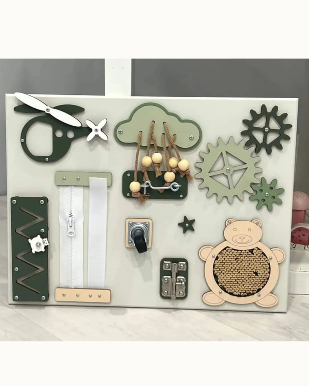 Busy Board Portable BusyBunnyToys – Planche Sensorielle 30×40