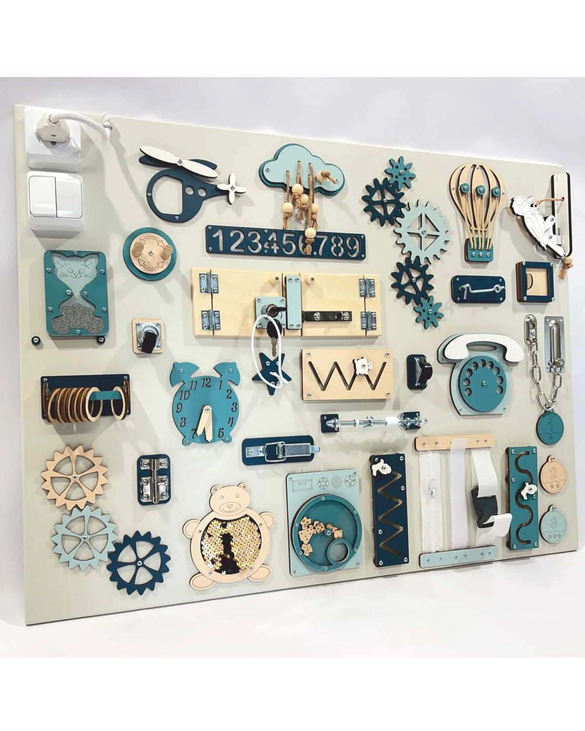 Busy Board Sensoriel XL BusyBunnyToys – Planche Montessori 60×80 cm