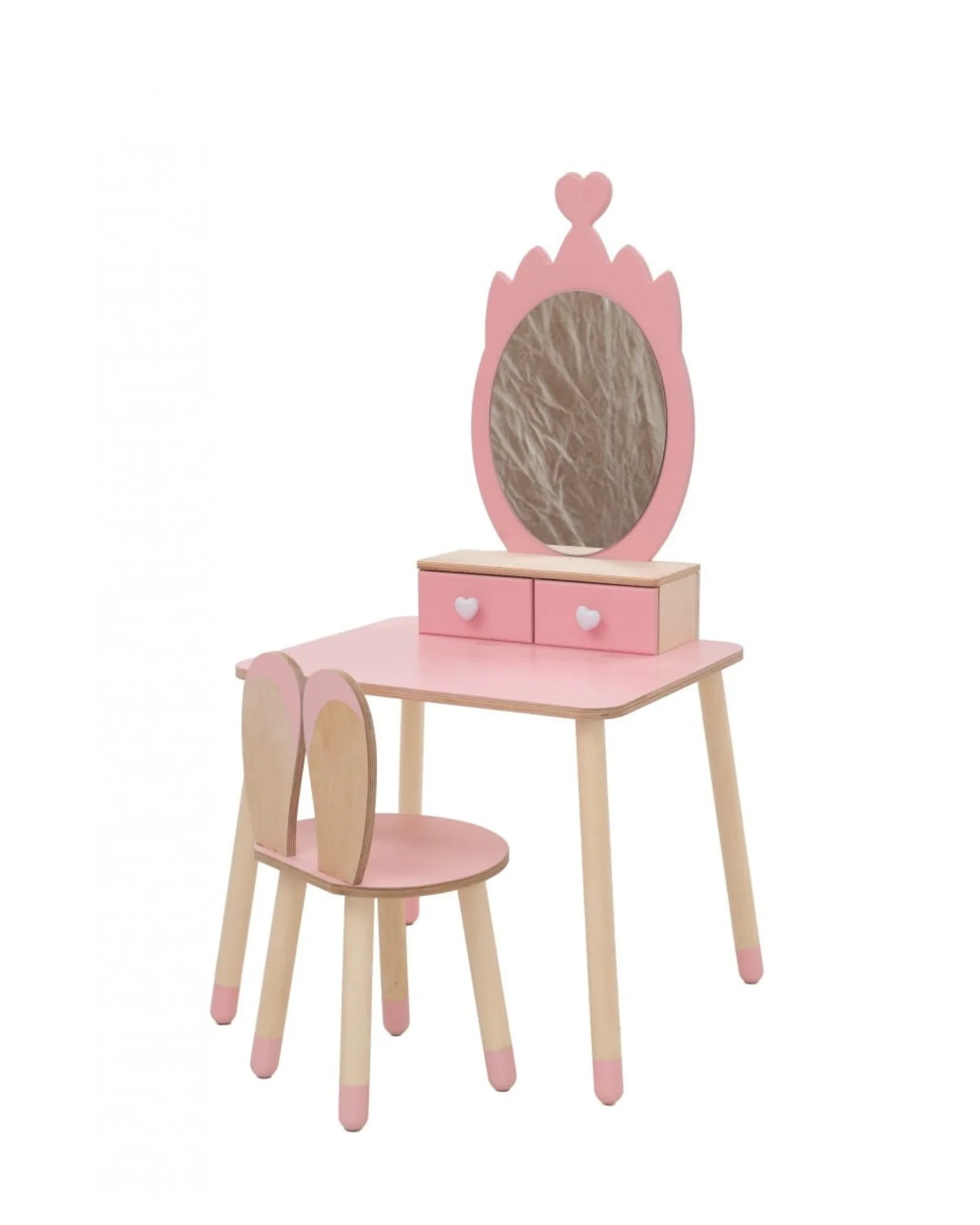 Coiffeuse Enfant "Princesse" – Miroir Couronne & Rangement (Bois Naturel) – Montessori pour enfant – photo 1
