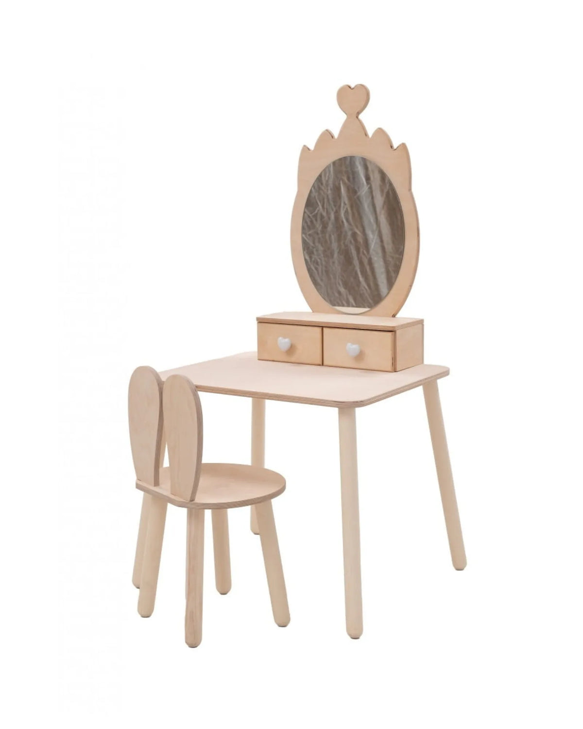 Coiffeuse Enfant "Princesse" – Miroir Couronne & Rangement (Bois Naturel) – Montessori pour enfant – photo 5