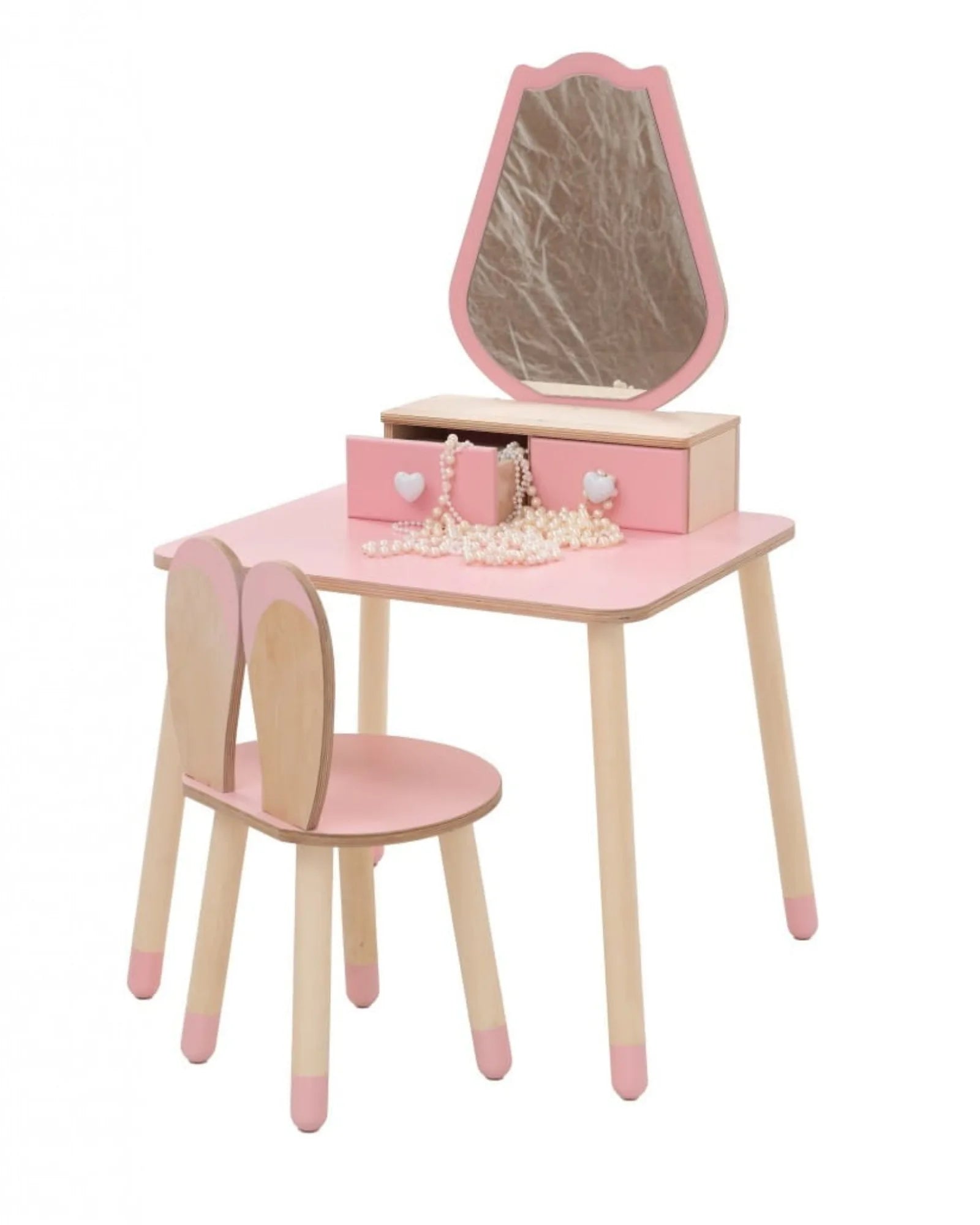 Coiffeuse Enfant "Tulipe" – Design Floral & Miroir (Bois Naturel) – Montessori pour enfant – photo 1