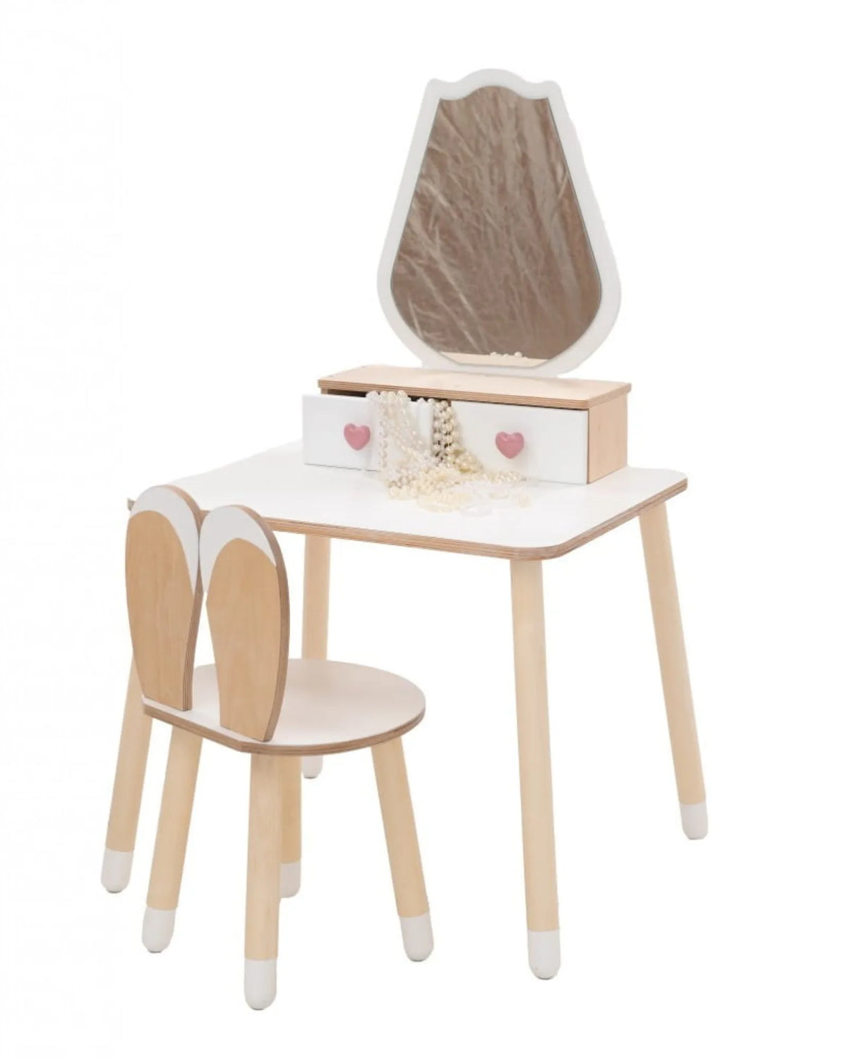 Coiffeuse Enfant "Tulipe" – Design Floral & Miroir (Bois Naturel) – Montessori pour enfant – photo 9