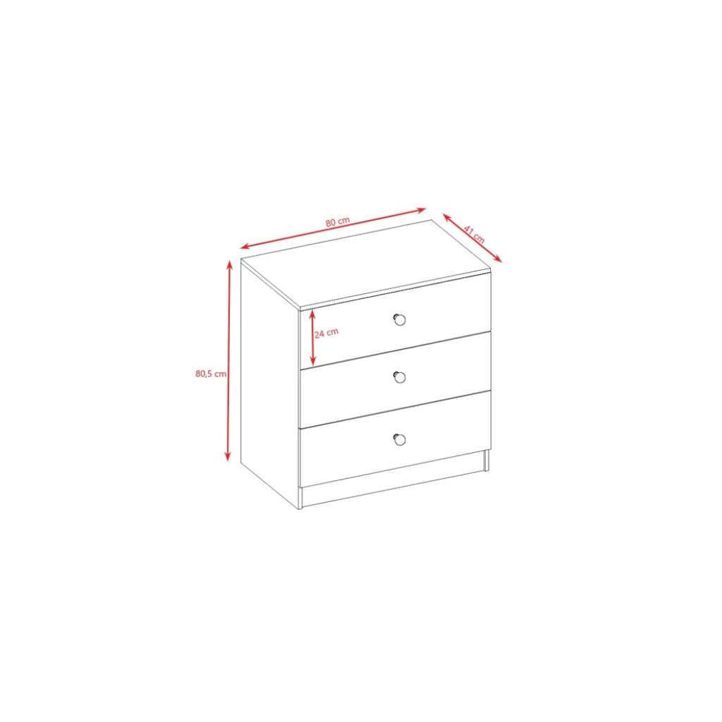 Commode Bébé 3 Tiroirs Babydreams