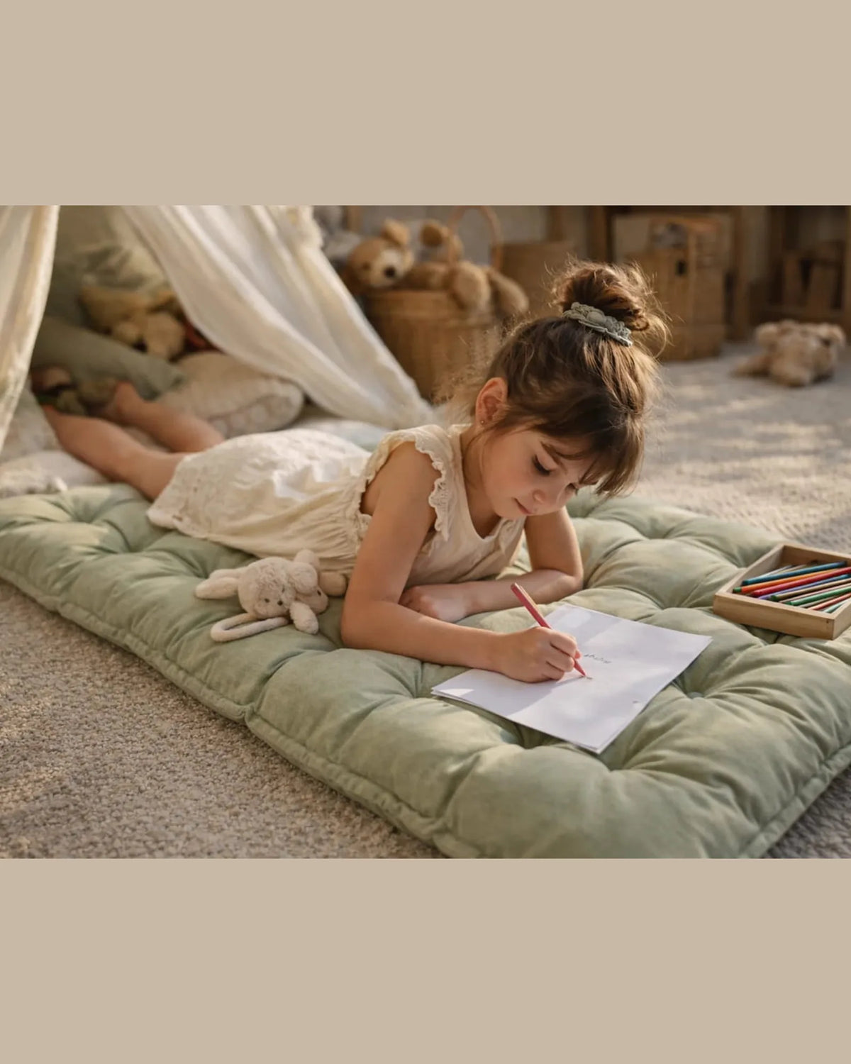 Coussin de Sol Enfant Matelassé — bees&blooms – Montessori pour enfant – photo 2