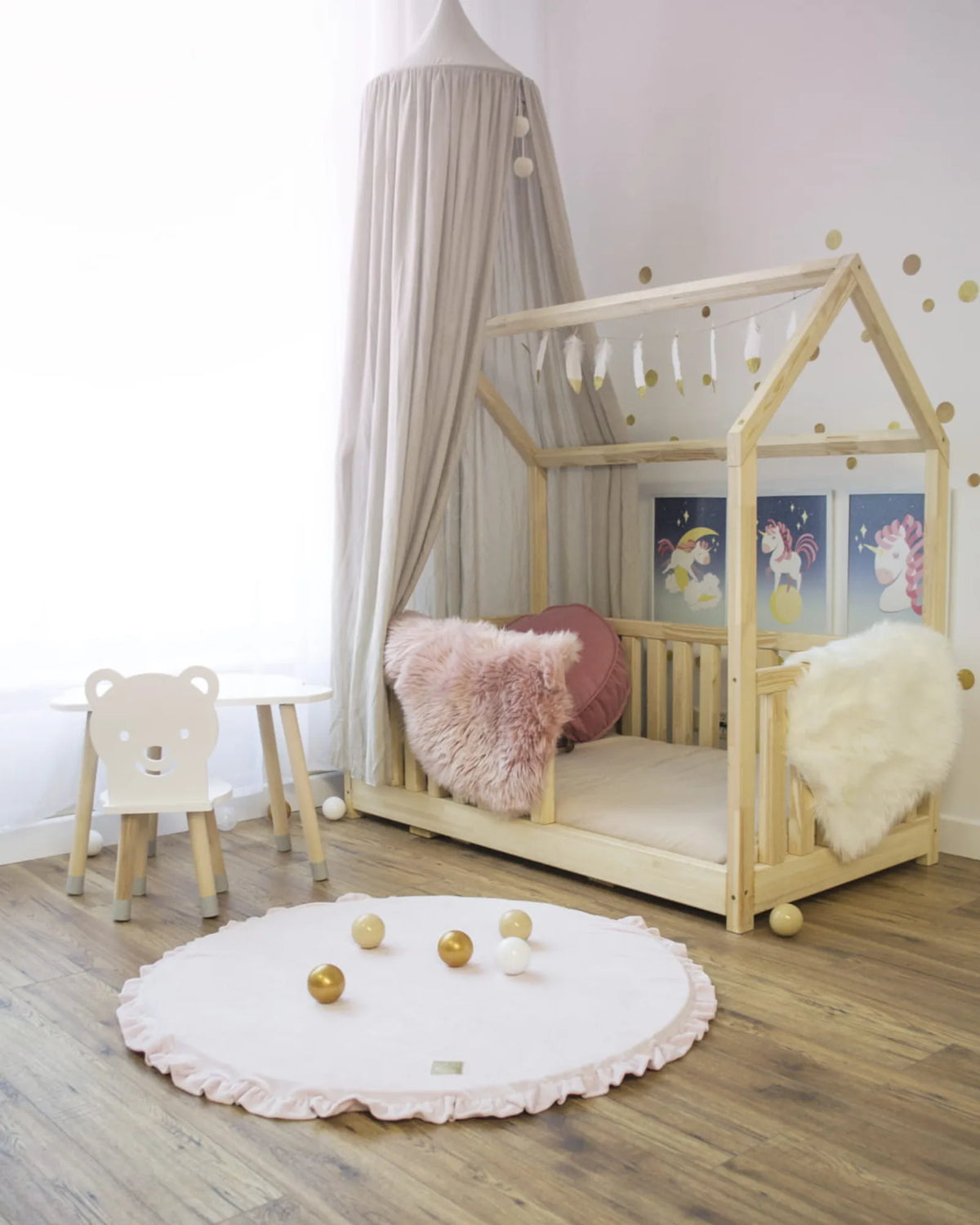 Tapis de Jeu Rond avec Volant — Velours (Ø 100 cm) – Montessori pour enfant – photo 5