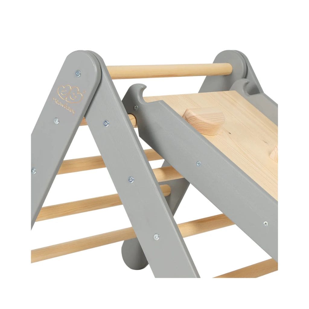 Échelle avec Toboggan & Mur d’Escalade – Gris Montessori