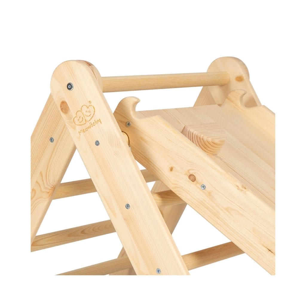 Échelle avec Toboggan & Mur d’Escalade – Bois Naturel Montessori