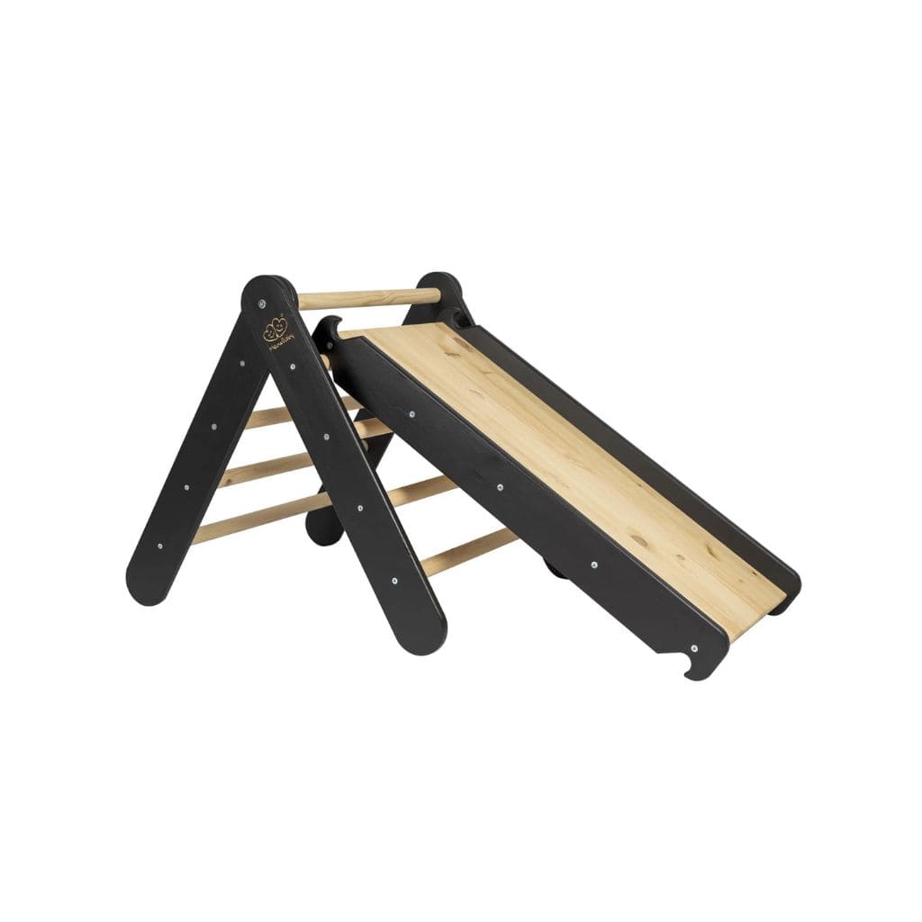 Échelle avec Toboggan & Mur d’Escalade – Noir Montessori