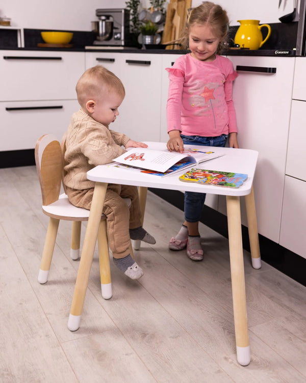 Ensemble Table & Chaise "Little Bunny" – Bois Naturel (2 - 7 ans) – Montessori pour enfant – photo 1