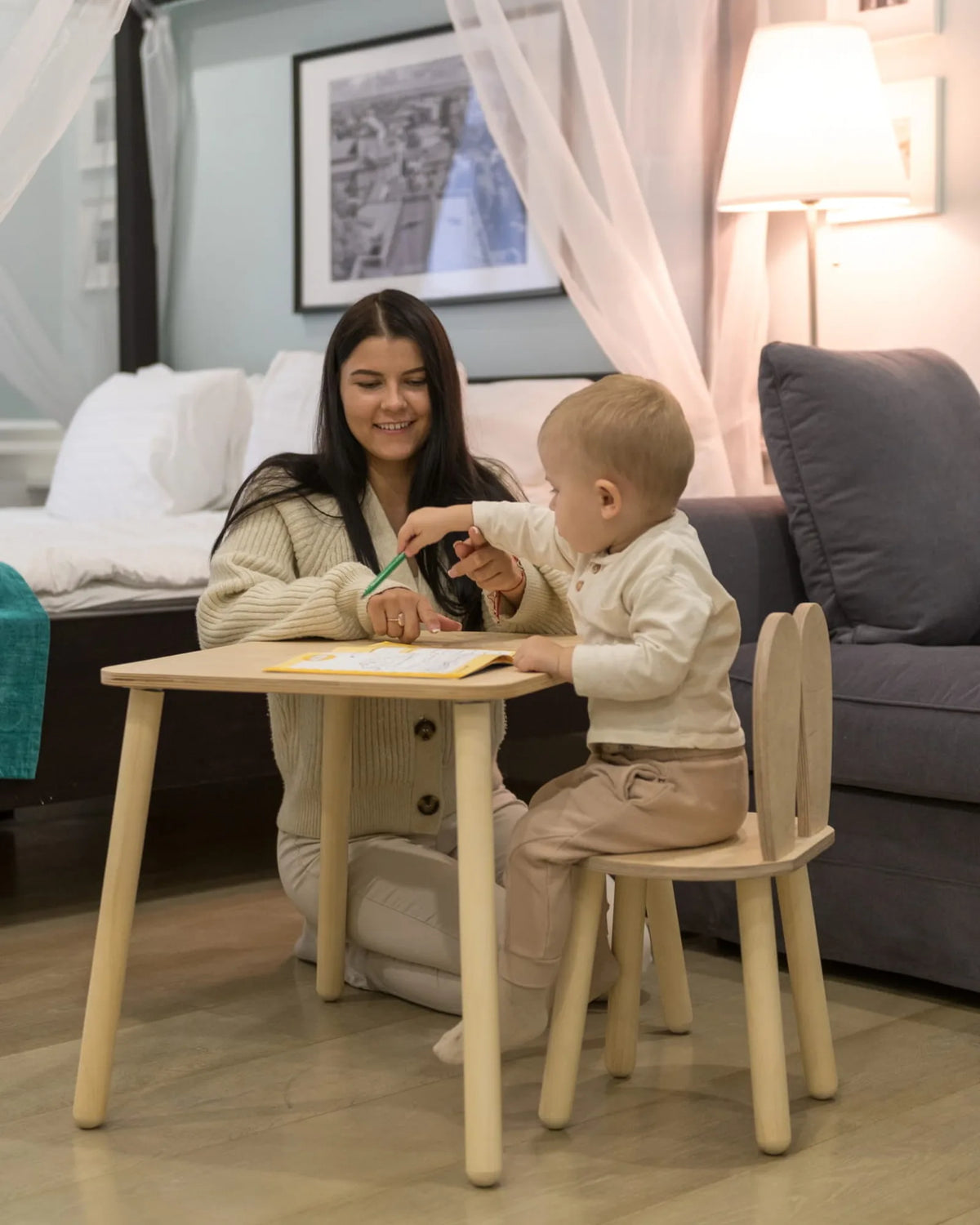 Ensemble Table & Chaise "Little Bunny" – Bois Naturel (2 - 7 ans) – Montessori pour enfant – photo 3