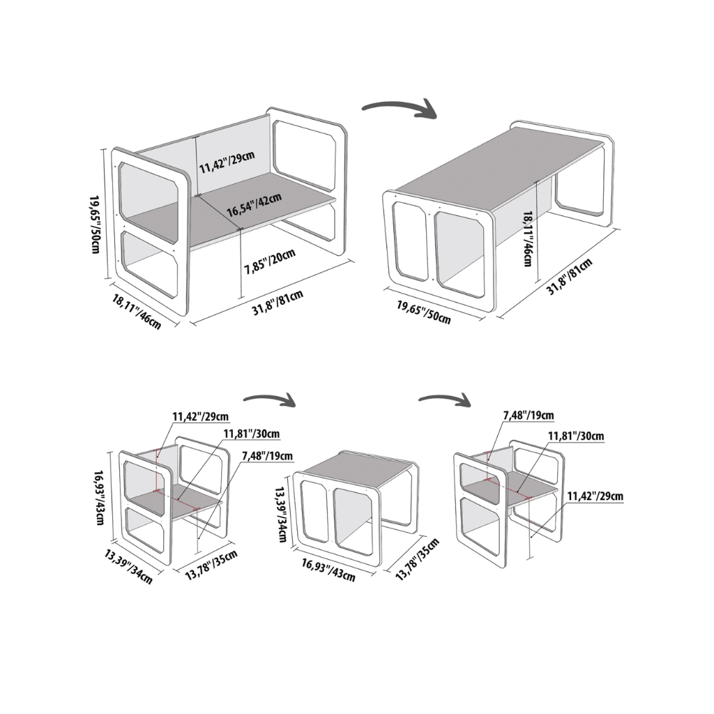 Ensemble Table et Chaises de Sevrage Montessori - 2 Chaises
