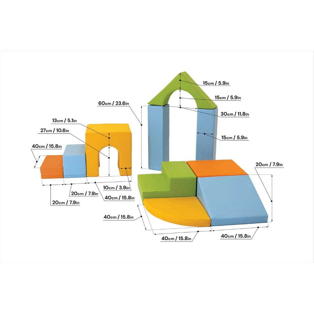 Ensemble de 10 Blocs de Mousse Soft Play  -  Light Multicolor