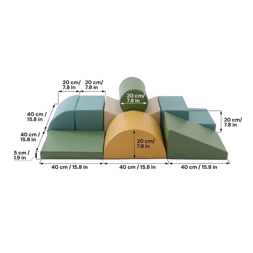 Ensemble de 8 Blocs de Mousse Soft Play -  Pastel Turquoise