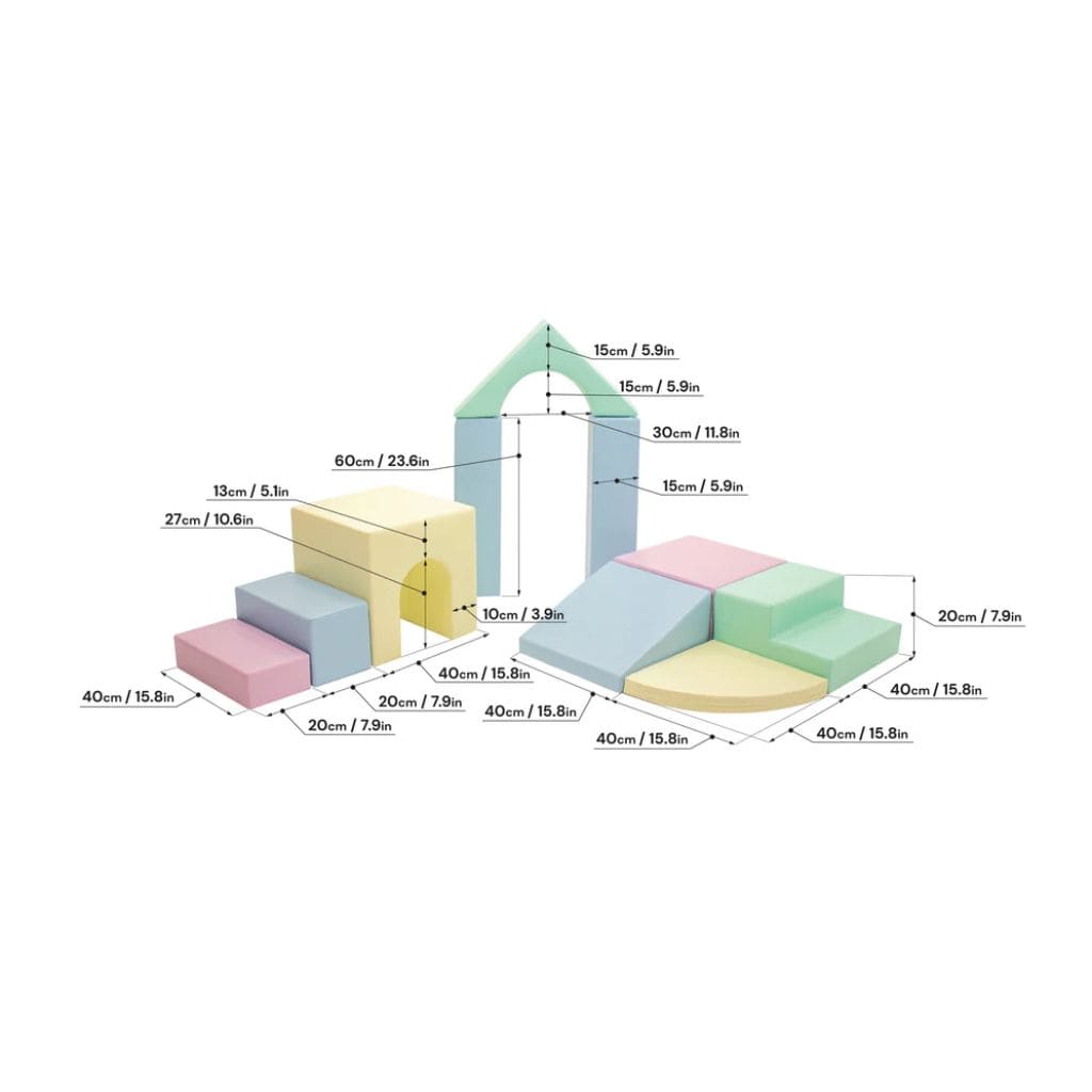 Ensemble de 10 Blocs de Mousse Soft Play  - Light Pastel