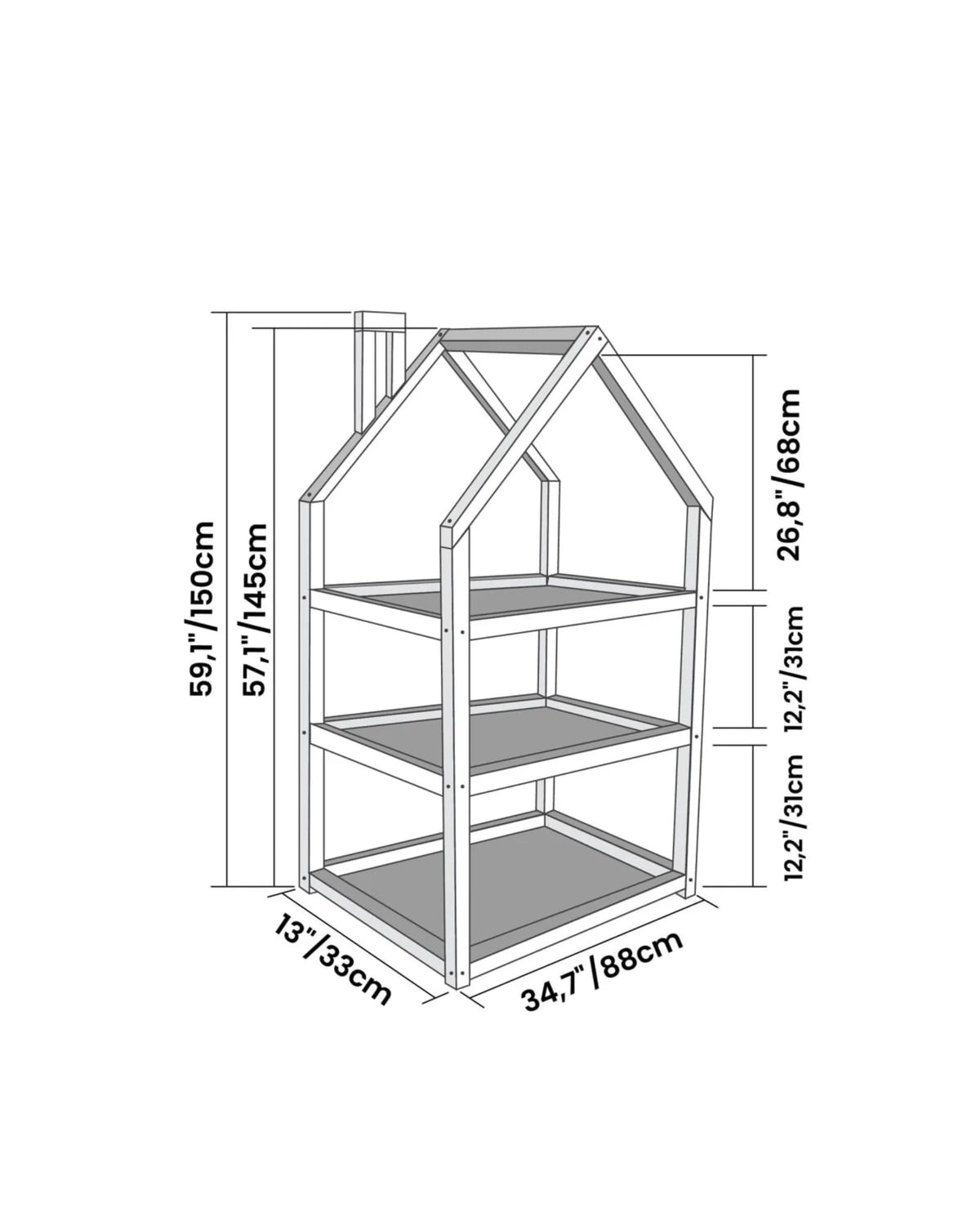 Étagère Maison Montessori en Bois — 68×140×33 cm – Montessori pour enfant – photo 14