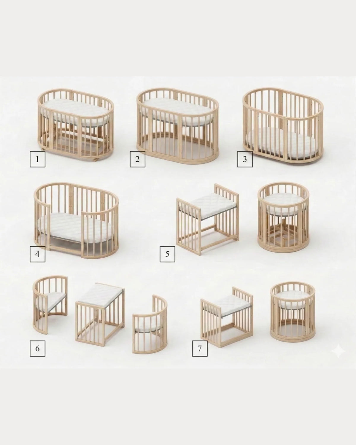 Lit bébé rond OLIN avec matelas – Hêtre massif | KOTTO