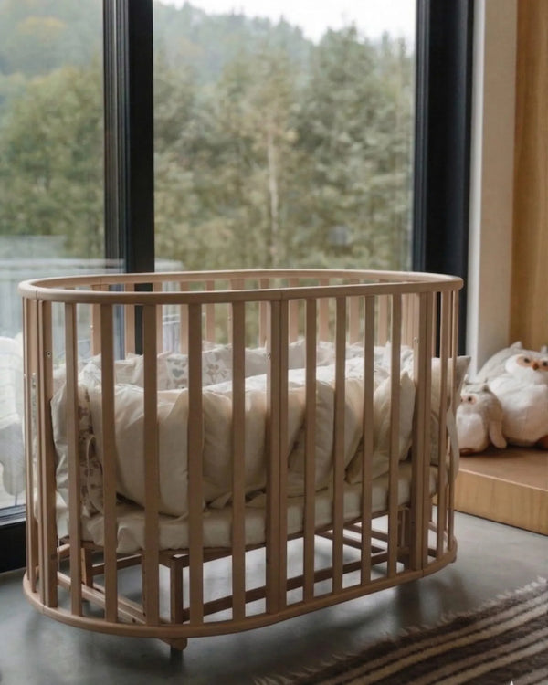 Lit bébé rond OLIN avec matelas – Hêtre massif | KOTTO – Confort Montessori pour enfant | Tinitto