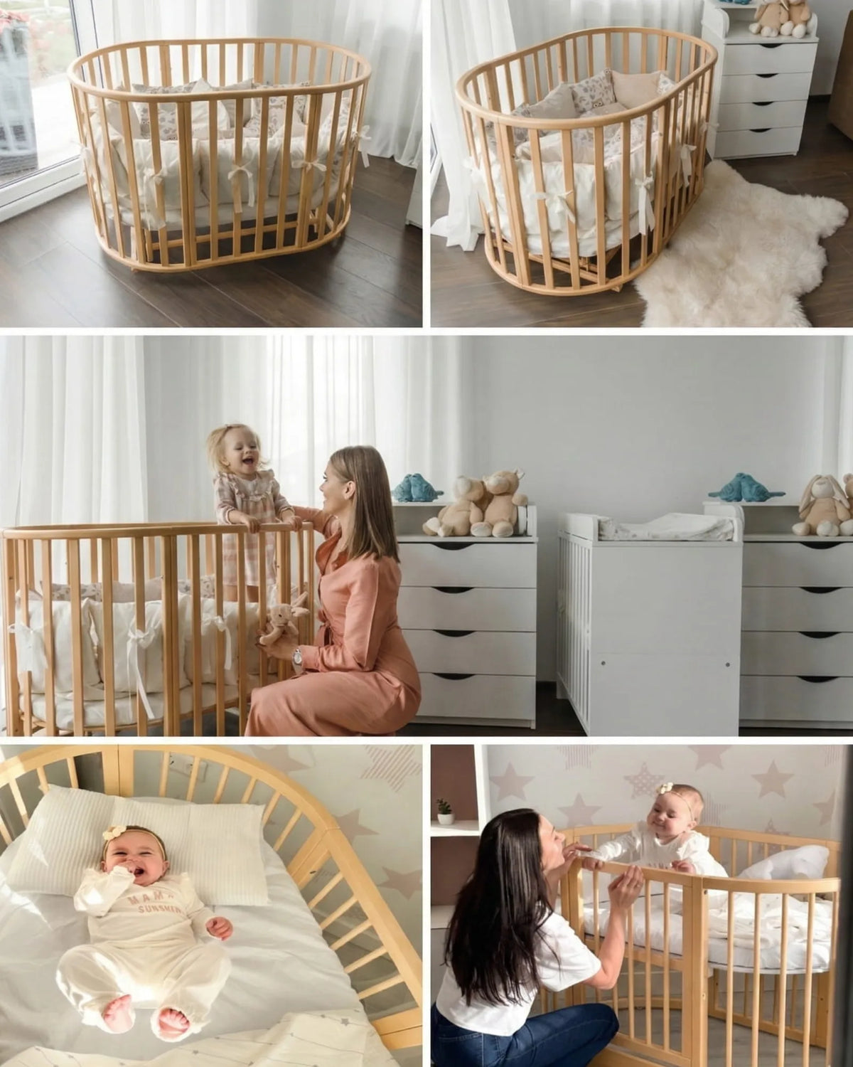 Lit bébé rond OLIN avec matelas – Hêtre massif | KOTTO