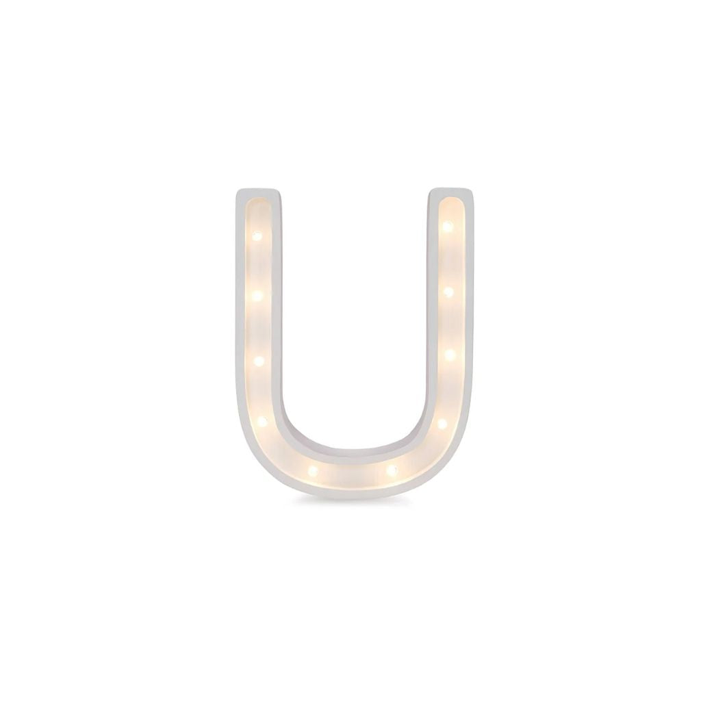 Lampe Lettre Artisanale en Bois – U