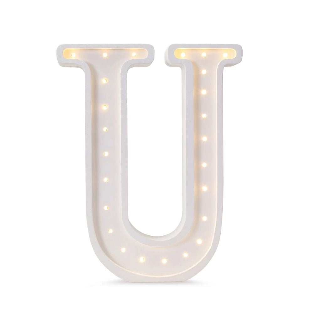 Lampe Lettre Artisanale en Bois – U