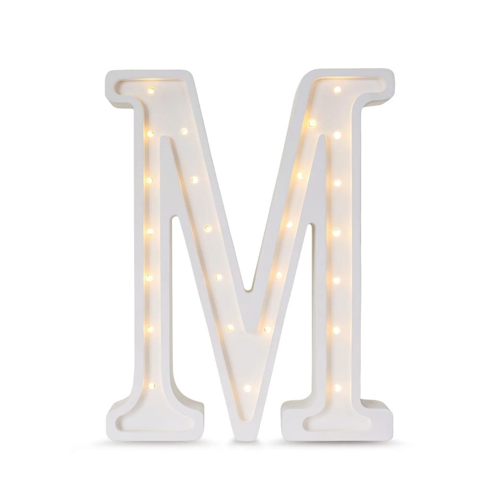 Lampe Lettre Artisanale en Bois –  M