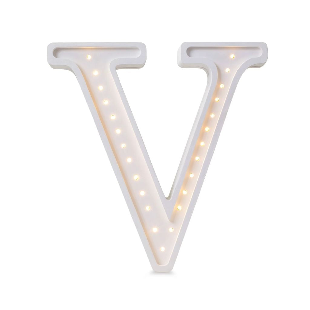 Lampe Lettre Artisanale en Bois – V