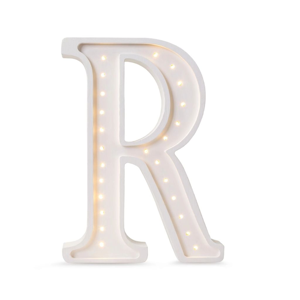 Lampe Lettre Artisanale en Bois – R