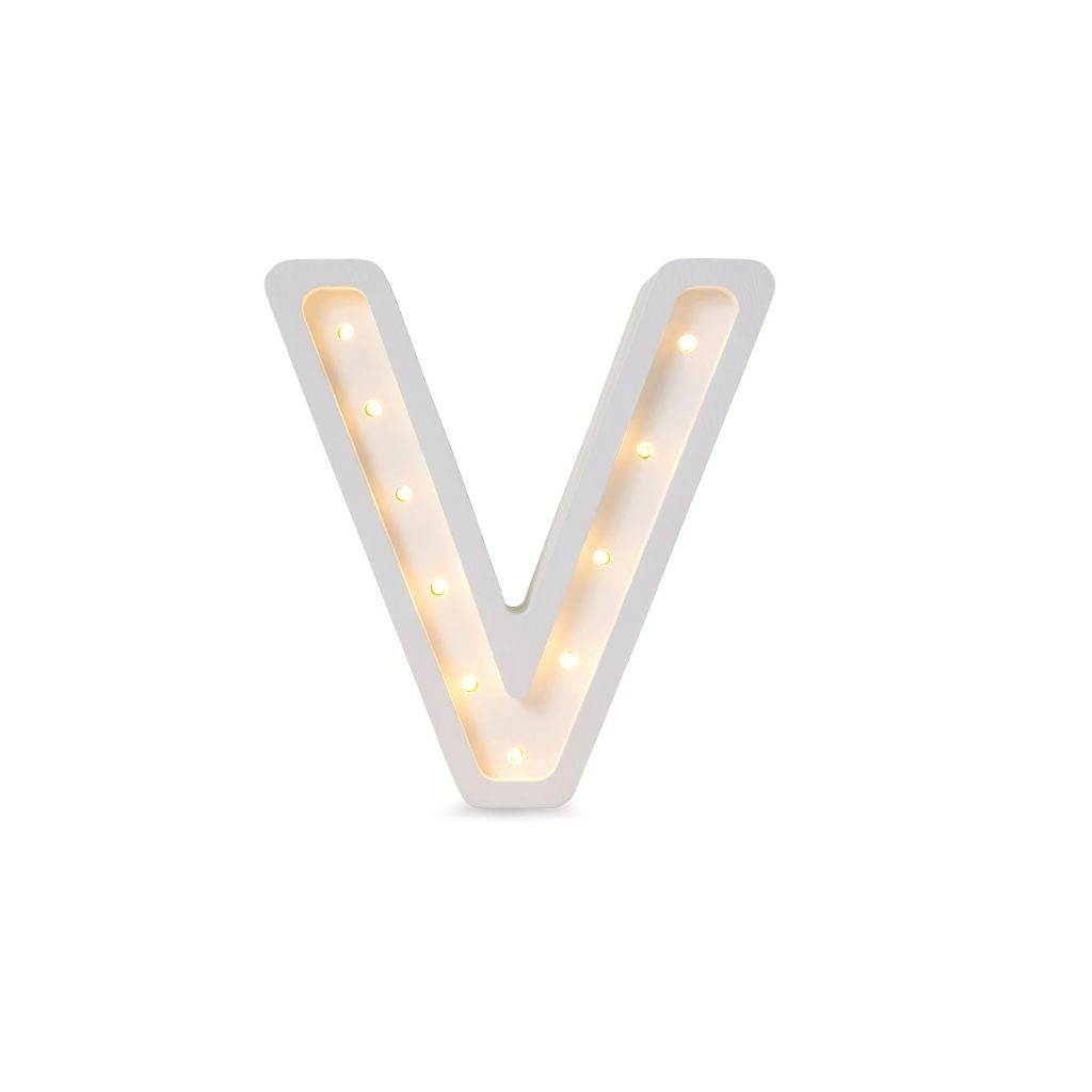Lampe Lettre Artisanale en Bois – V