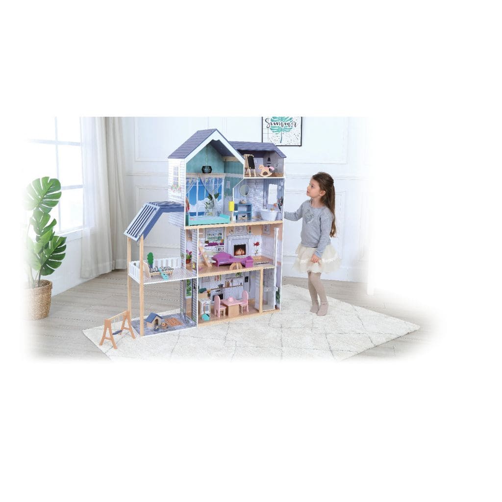 Maison de Poupée Éclairée Cristal en Bois Naturel