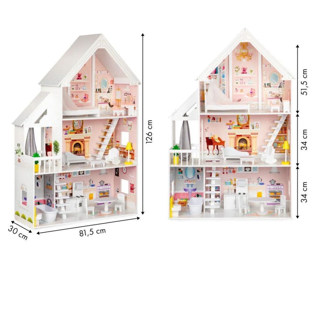 Maison de Poupée Liselle en Bois avec Lumières LED