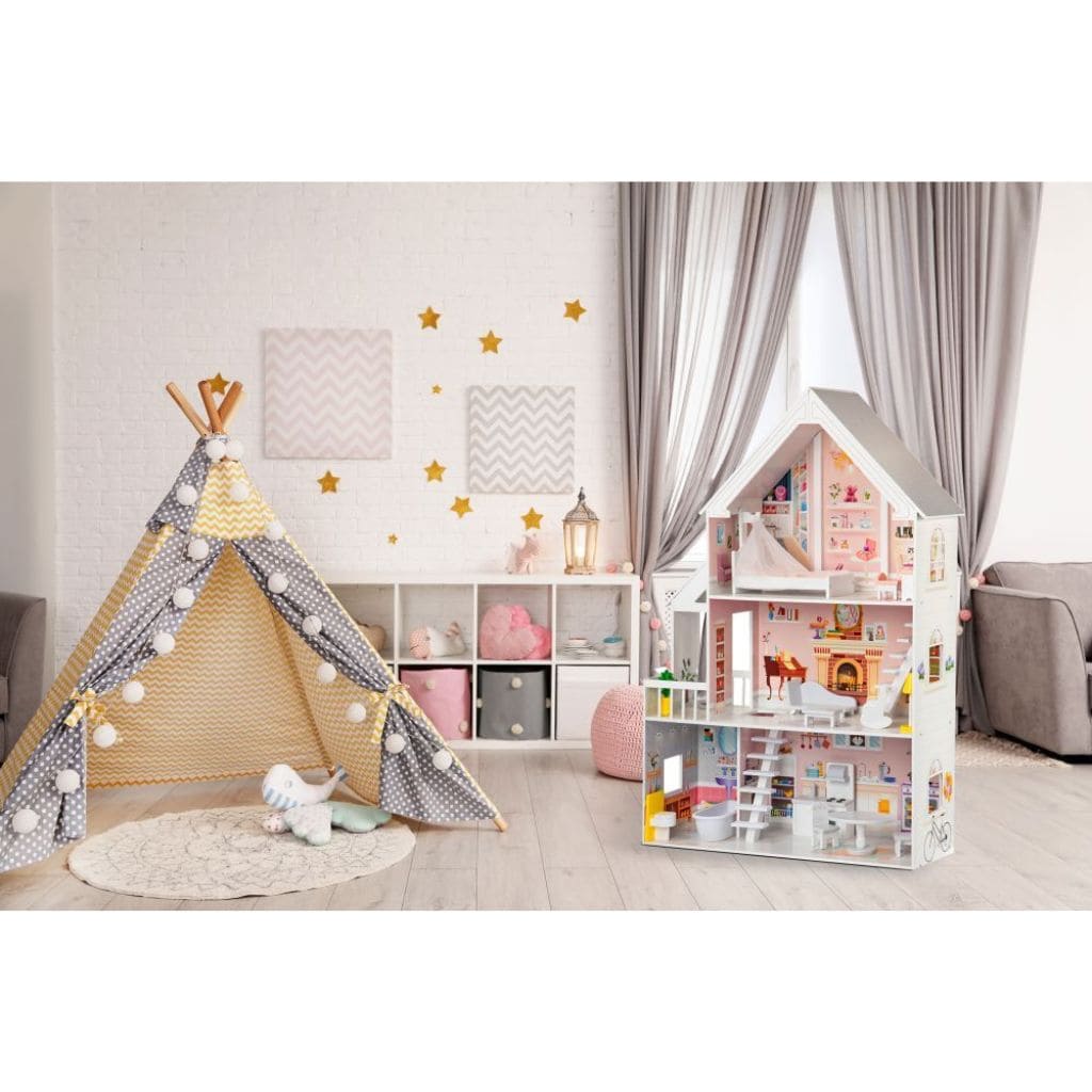 Maison de Poupée Liselle en Bois avec Lumières LED