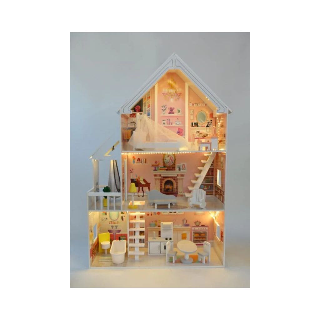 Maison de Poupée Liselle en Bois avec Lumières LED
