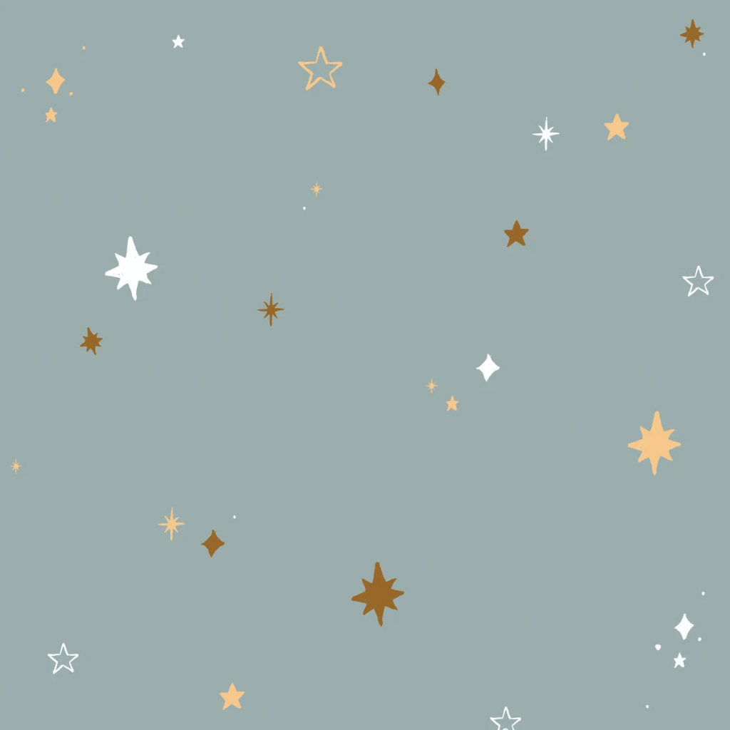 Papier Peint Cœurs & Étoiles – Ciel Nocturne Bleu – Montessori pour enfant – photo 1