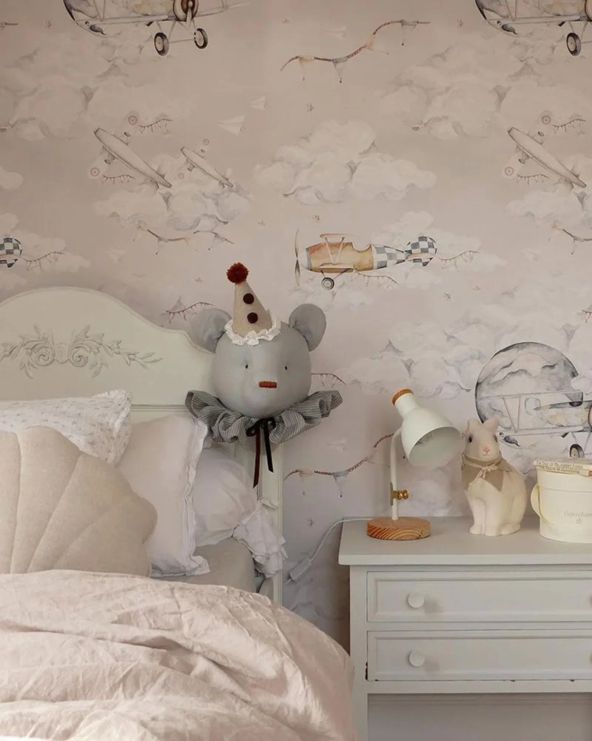 Papier Peint Avions Magiques Nuages & Étoiles – Chambre Garçon – Montessori pour enfant – photo 3