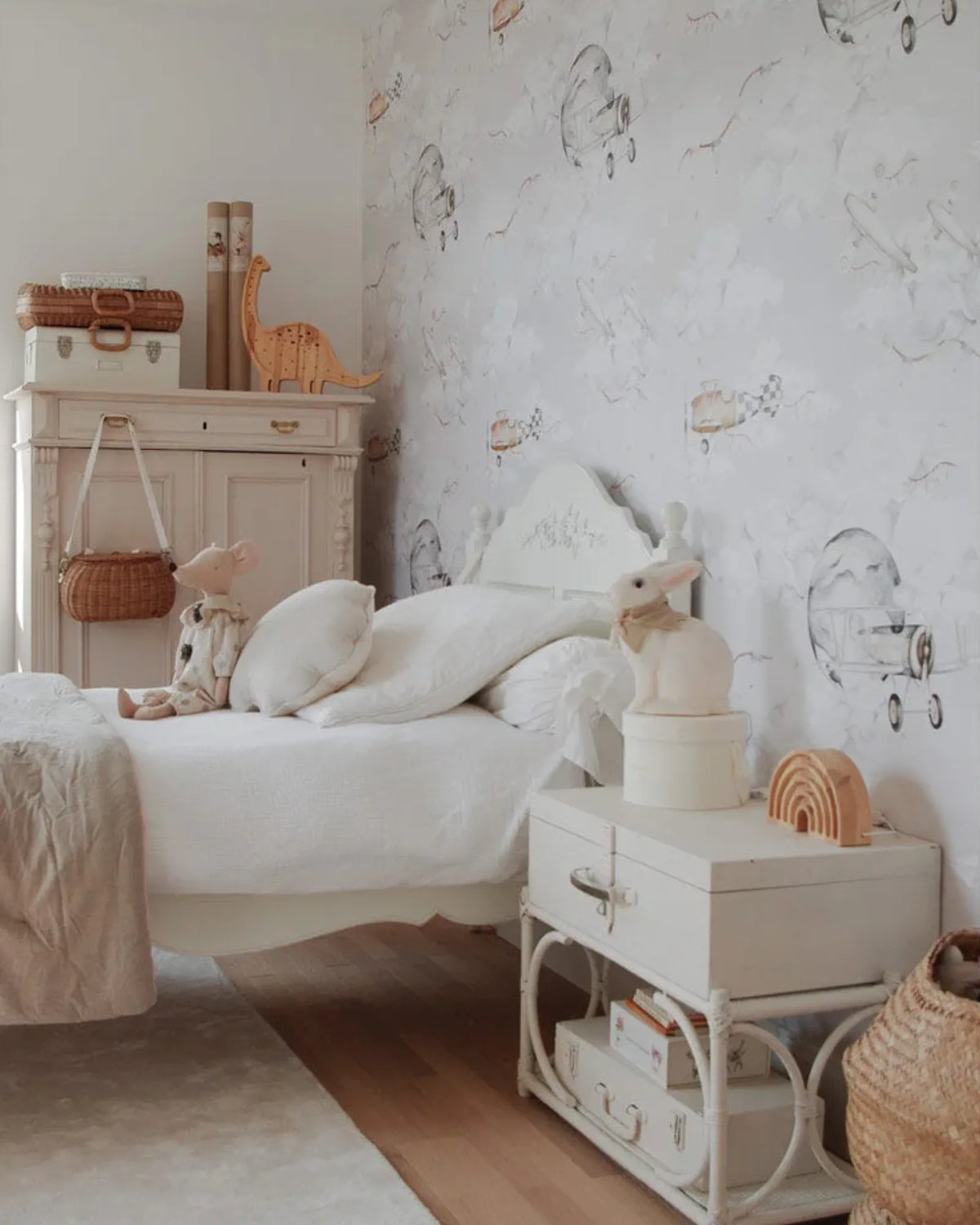 Papier Peint Avions Magiques Nuages & Étoiles – Chambre Garçon – Montessori pour enfant – photo 5