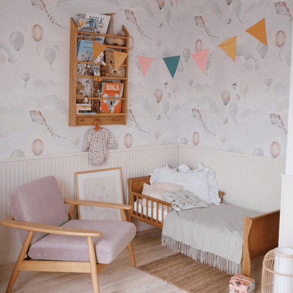 Papier Peint Ballons Féeriques – Arc - en - Ciel Pastel & Nuages – Montessori pour enfant – photo 1