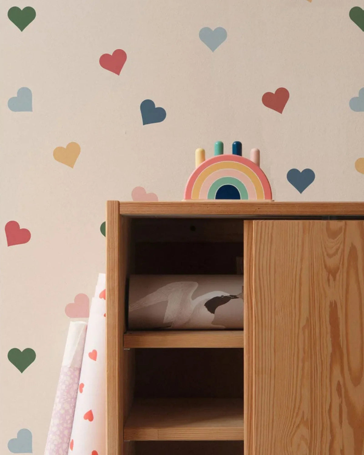 Papier Peint Cœurs Colorés Arc - en - Ciel – Chambre Enfant – Montessori pour enfant – photo 3