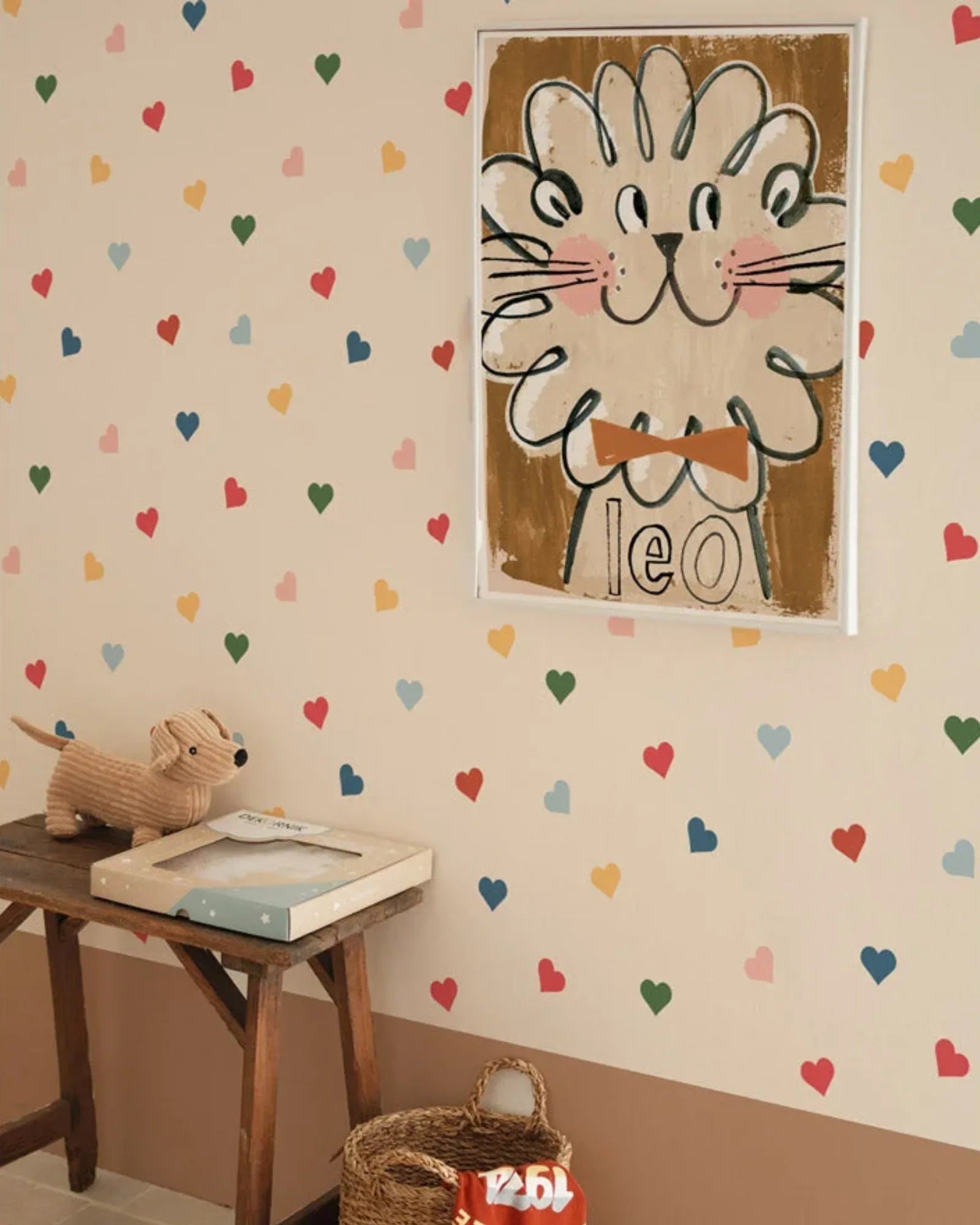 Papier Peint Cœurs Colorés Arc - en - Ciel – Chambre Enfant en 50x140cm | Papier Peint Tinitto – Fabrication européenne