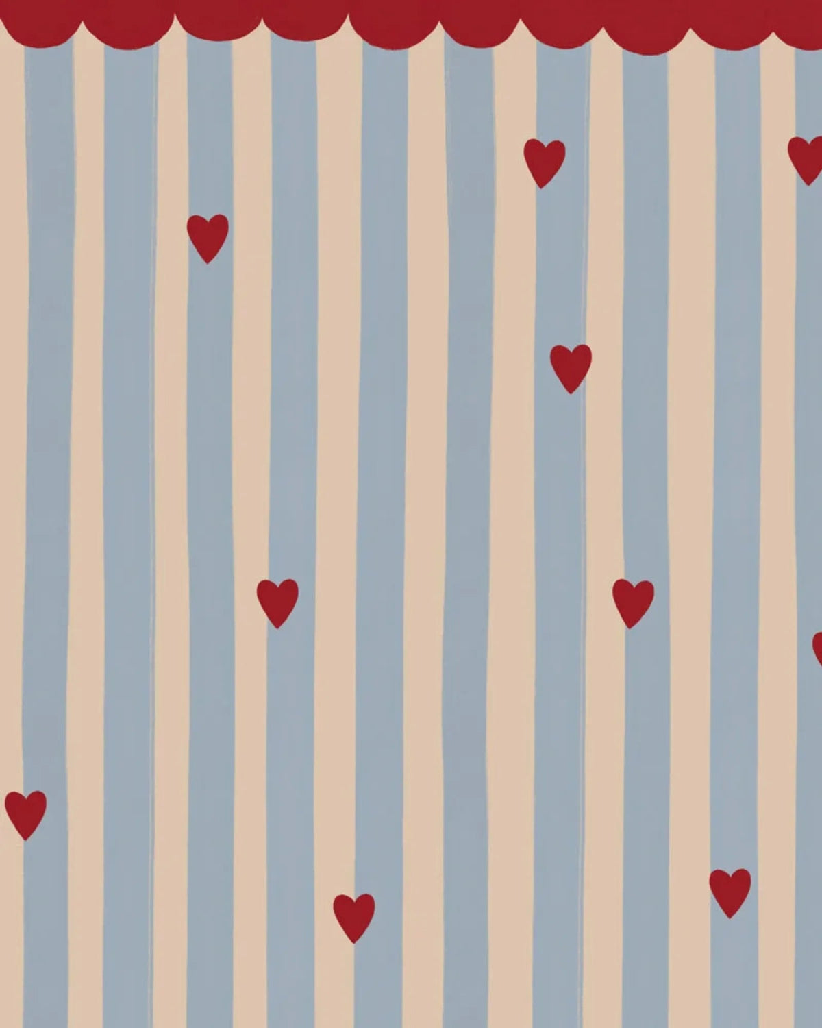 Papier Peint Cœurs et Rayures Romantique – Chambre Fille – Montessori pour enfant – photo 2