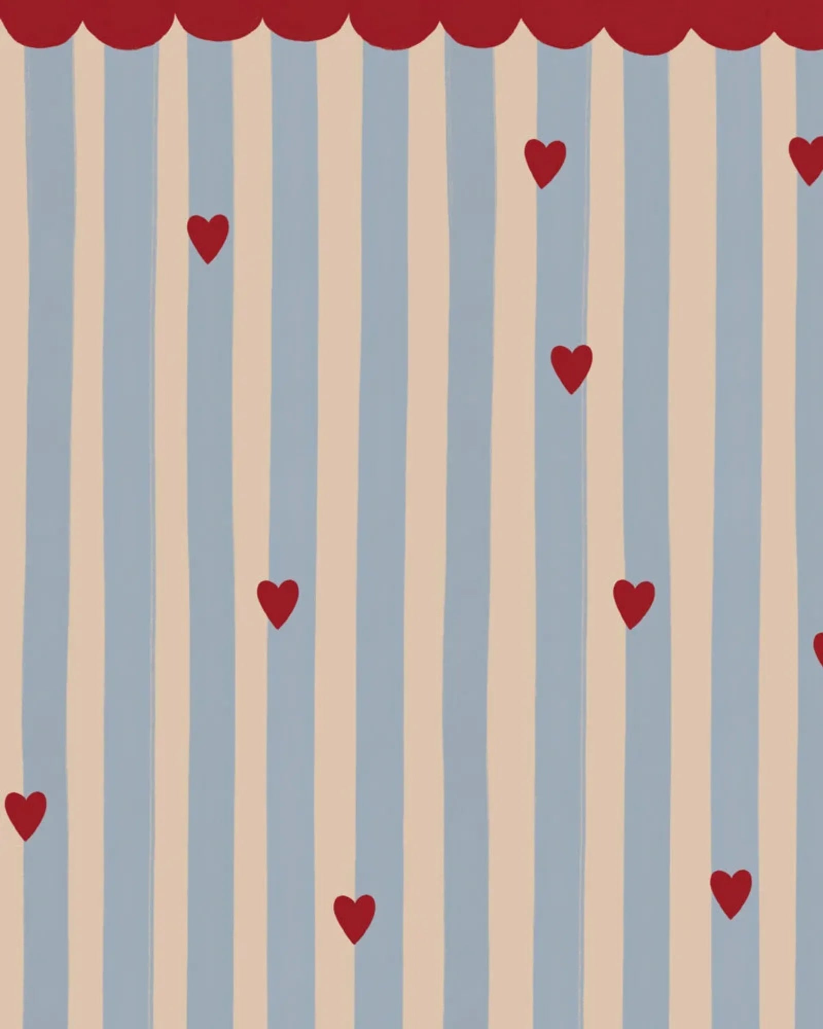 Papier Peint Cœurs et Rayures Romantique – Chambre Fille en 100x140cm | Papier Peint Tinitto – Fabrication européenne