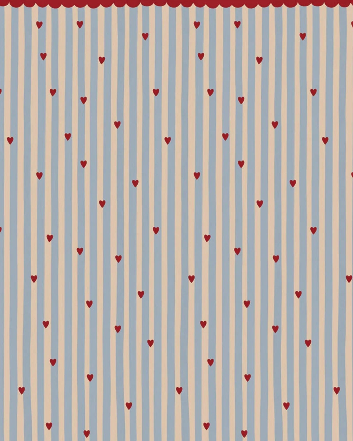 Papier Peint Cœurs et Rayures Romantique – Chambre Fille – Montessori pour enfant – photo 3