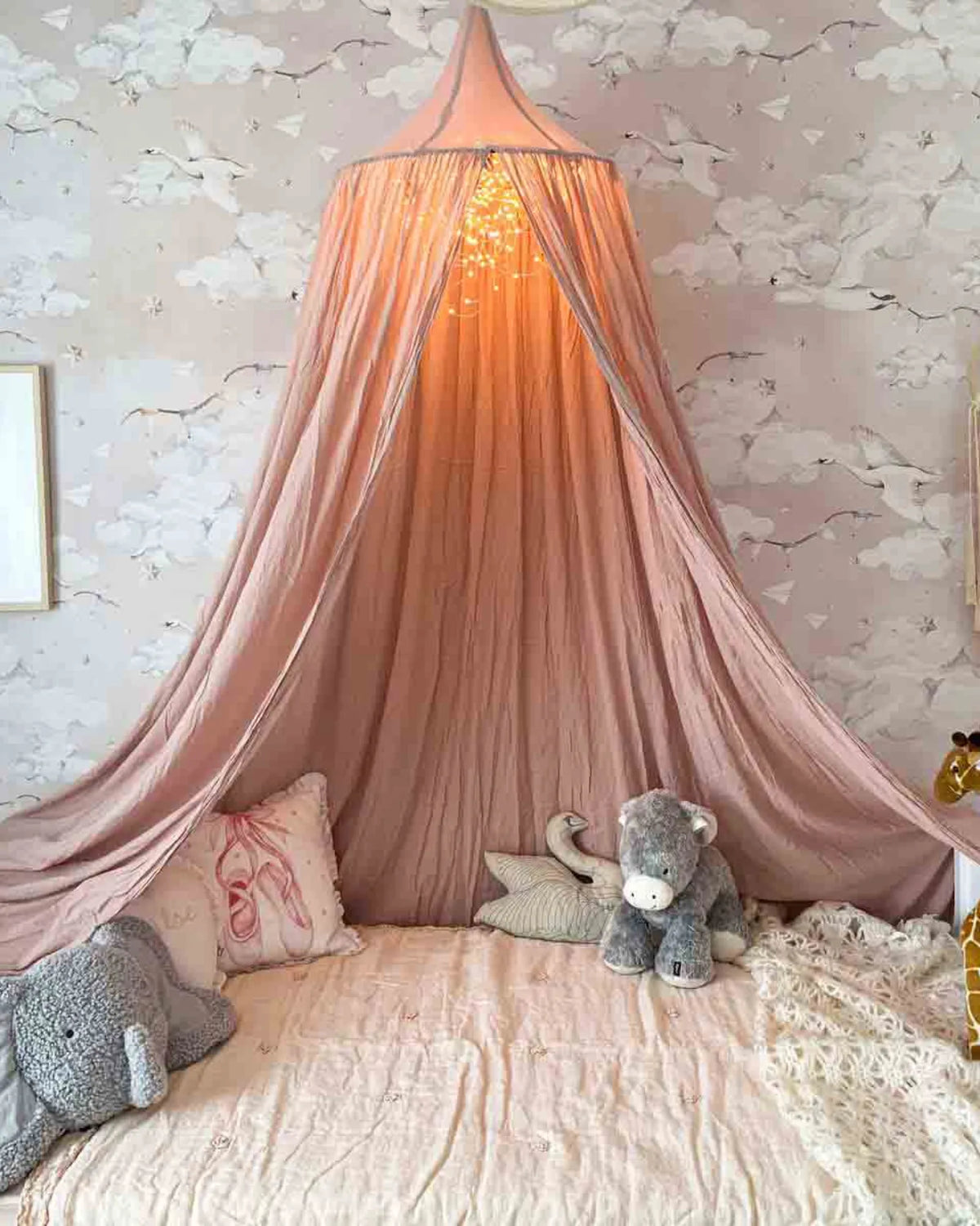 Papier Peint Cygnes Magiques Rose Saumon – Chambre Fille – Montessori pour enfant – photo 5