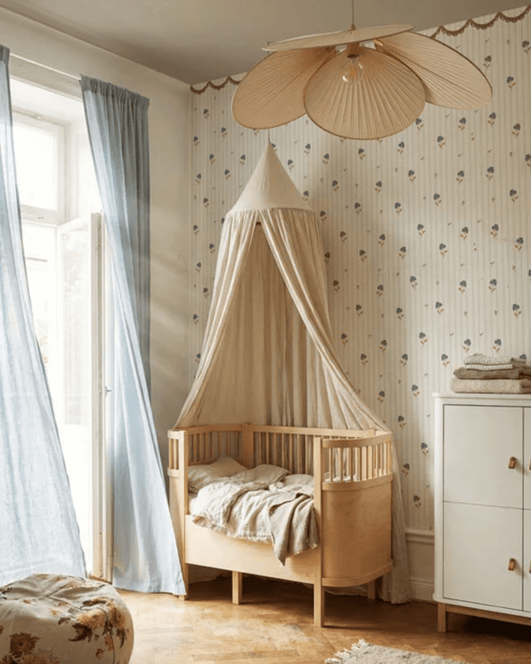 Papier Peint Fleurs Rétro Délicates à Ornement – Chambre Bébé – Montessori pour enfant – photo 1