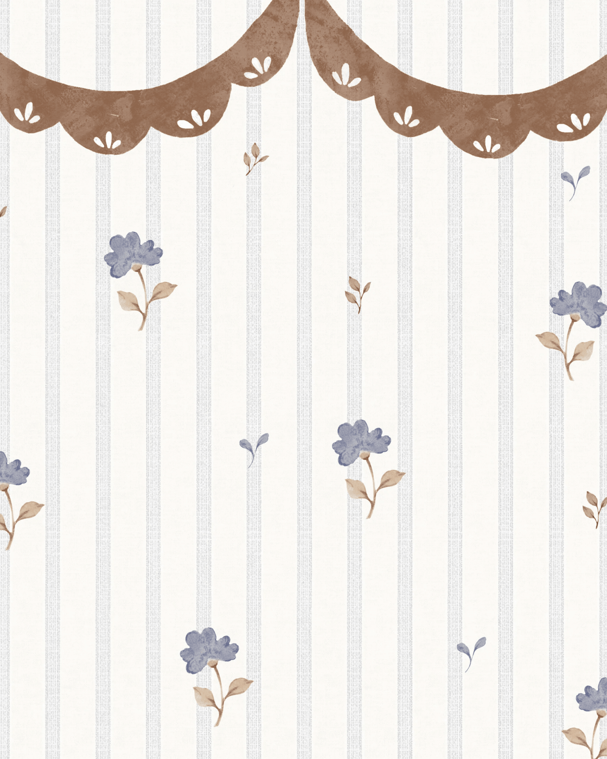 Papier Peint Fleurs Rétro Délicates à Ornement – Chambre Bébé – Montessori pour enfant – photo 2