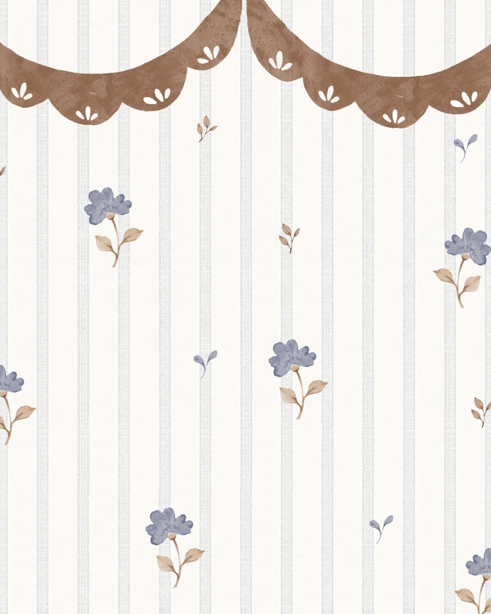 Papier Peint Fleurs Rétro Délicates à Ornement – Chambre Bébé en 50x140cm | Papier Peint Tinitto – Fabrication européenne
