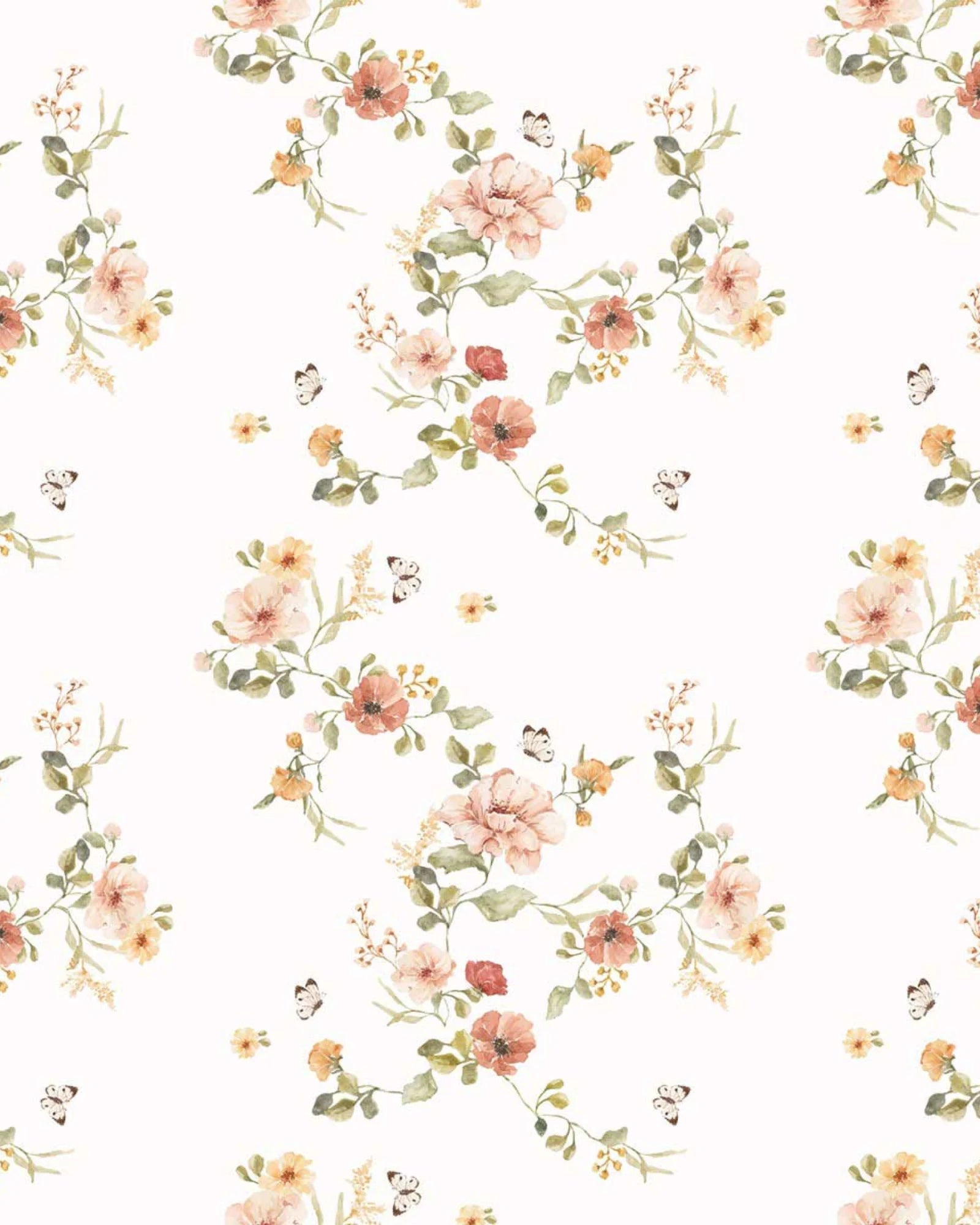 Papier Peint Floral Vintage Pastel – Chambre Fille en 50x140cm | Papier Peint Tinitto – Fabrication européenne